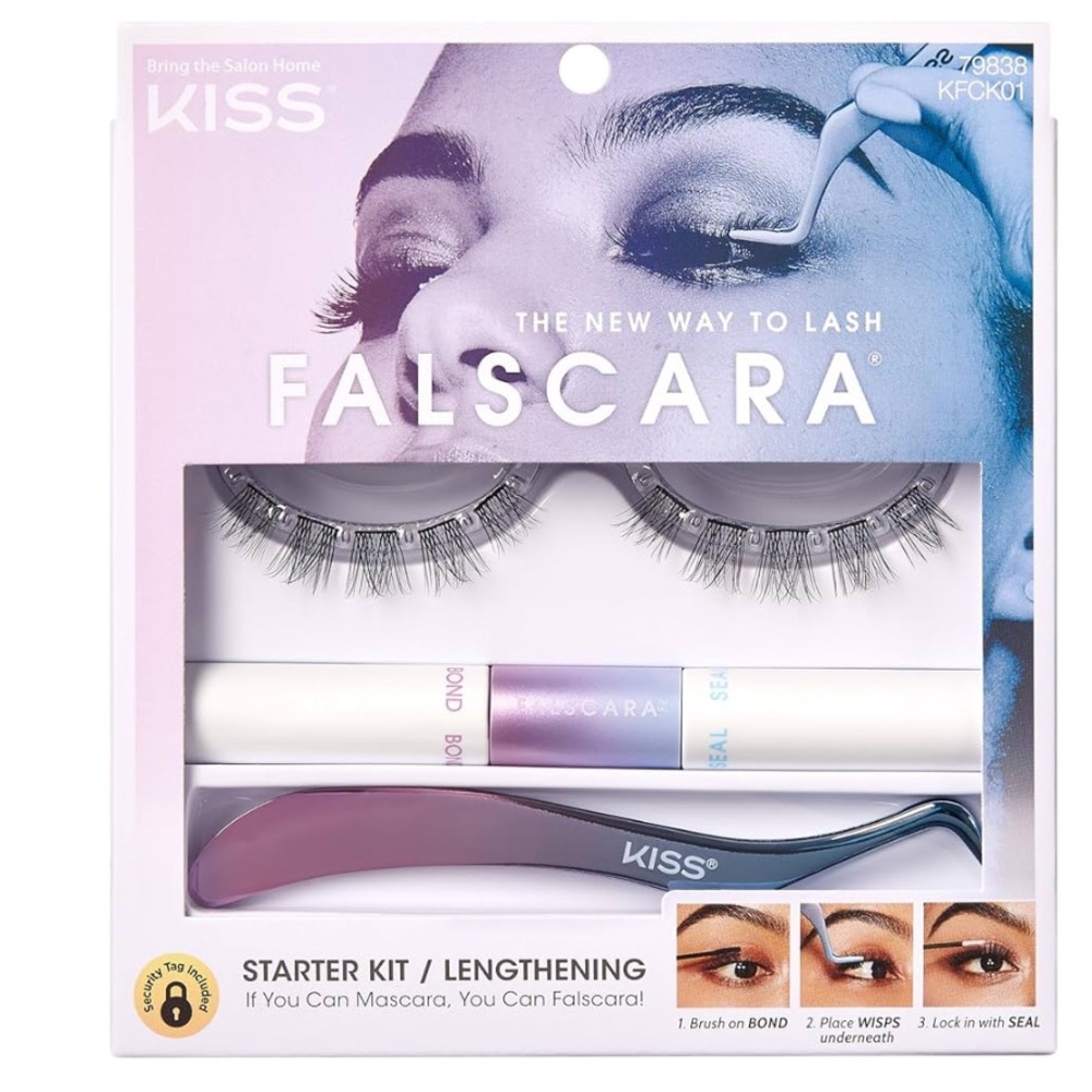 Kiss Lashes Falscara Eyelash- Starter Kit 01, Black, 1 Count (Pack of 1)